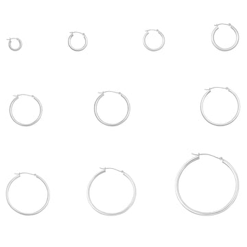 2.5mm Thickness Snap Post Hoop Earrings Round 925 Sterling Silver (12mm-65mm)